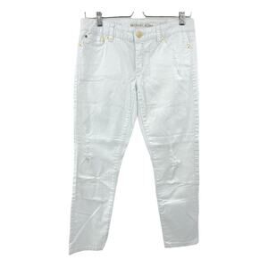 Michael Kors US 4 Womens White Distressed Low Rise Izzy Cropped Skinny Jeans